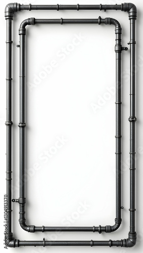 Pipe border frame white background