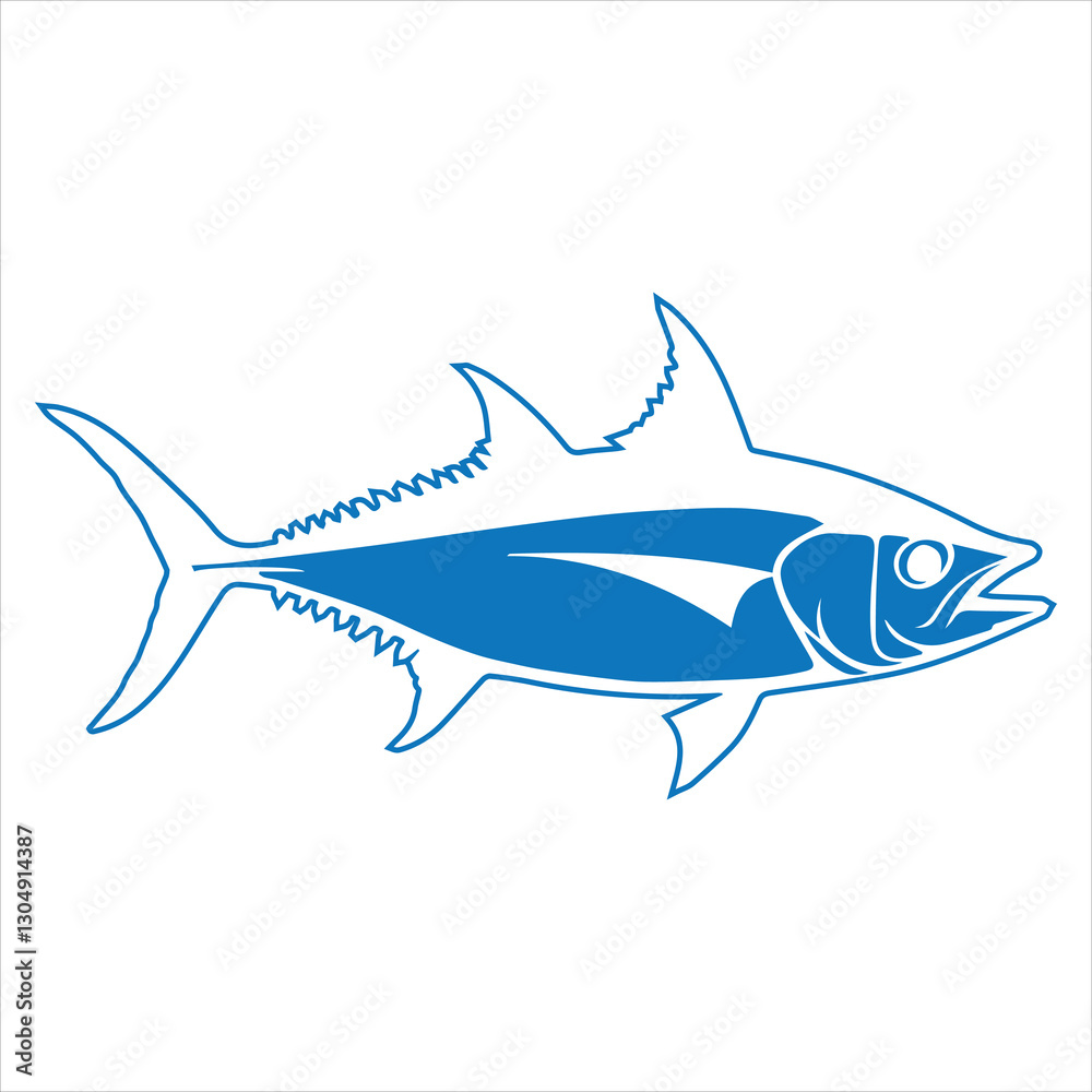 Obraz premium High-Quality Blue Tuna Fish Vector Illustration for Logos