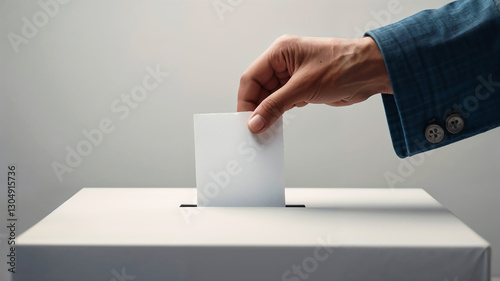A person's hand putting a sheet of paper into a box. Concept of throwing away, elections