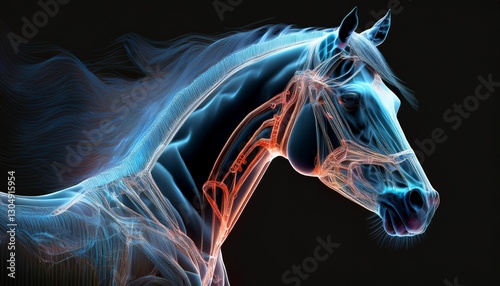 horse x ray style x ray of raw whole horse creative art abstract created with generative ai technology