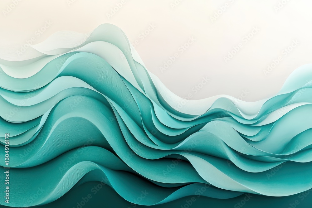 Fototapeta premium Flowing waves of turquoise create a tranquil and soothing visual experience in modern design