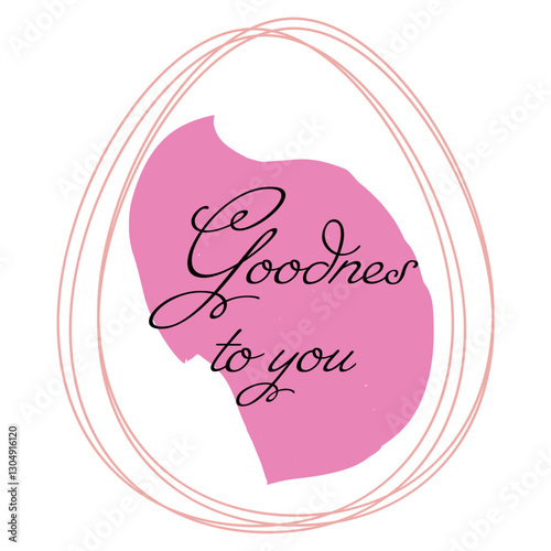 Happy Easter, All the best! Lettering, text, egg linear, bright spot, vector illustration