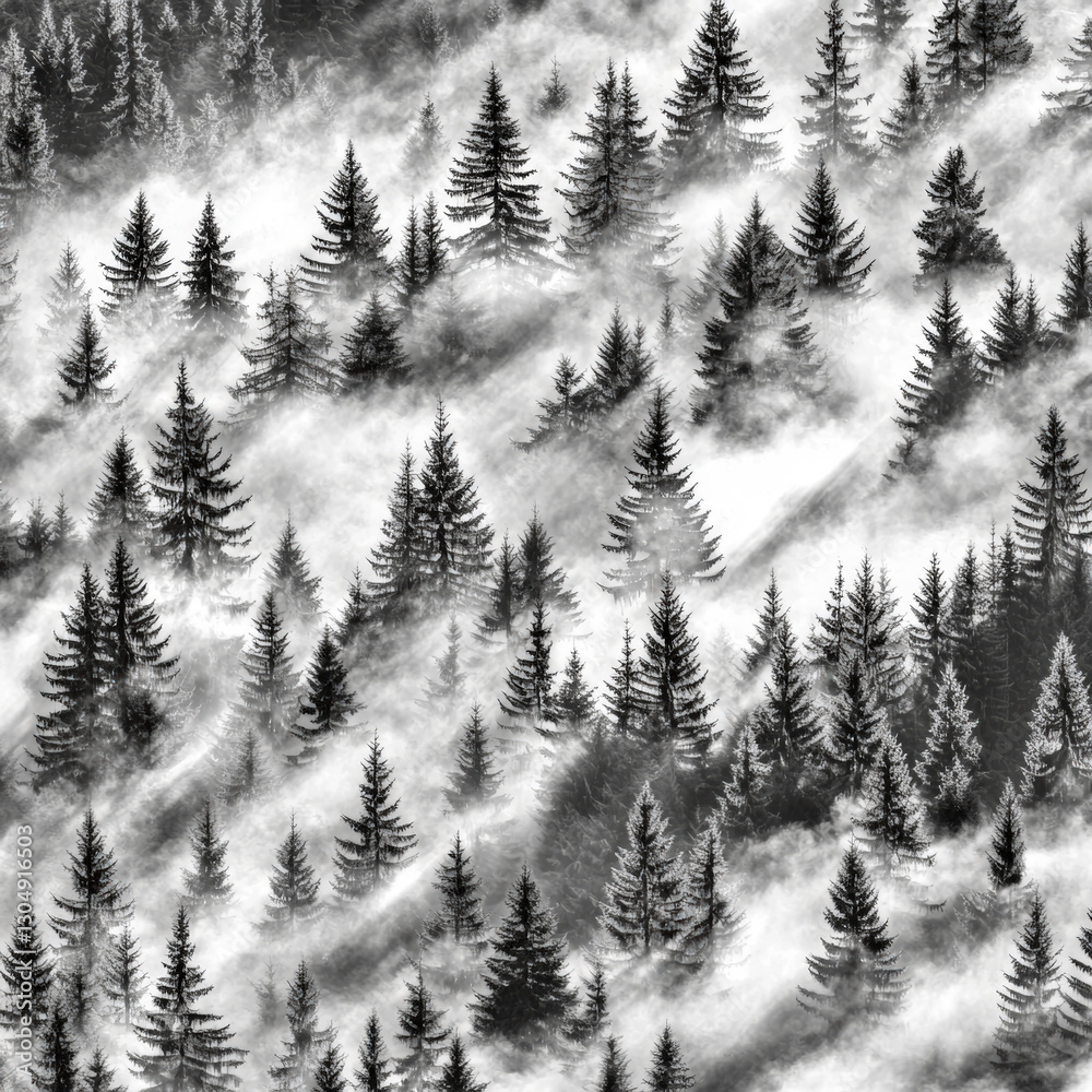 custom made wallpaper toronto digitalA vibrant colors background featuring a misty forest scene in colorful, with tall trees shrouded in fog creating a mysterious and atmospheric visual effect 05