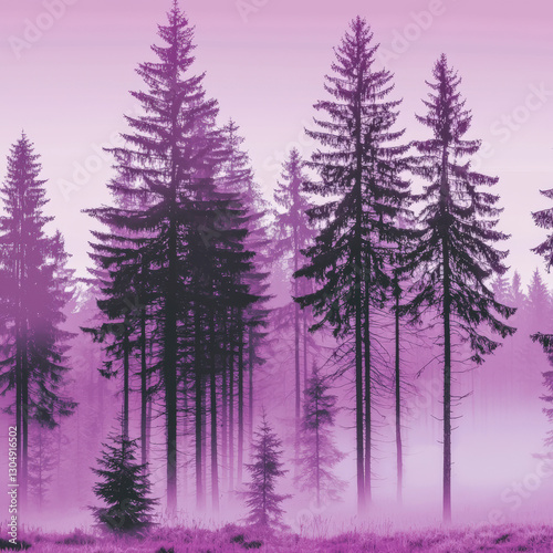 Wallpaper Mural A vibrant colors background featuring a misty forest scene in colorful, with tall trees shrouded in fog creating a mysterious and atmospheric visual effect 06 Torontodigital.ca
