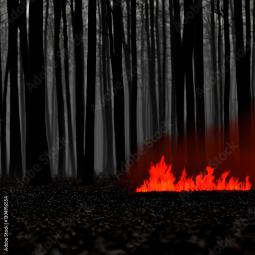 A vibrant colors background featuring a misty forest scene in colorful, with tall trees shrouded in fog creating a mysterious and atmospheric visual effect 07