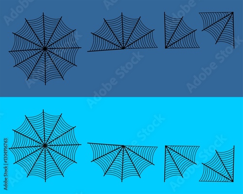 Spiderweb set. Spiderweb icons collection. Spider's web icons. Spiderweb varieties . Black mesh patterns with halloween party ornament.