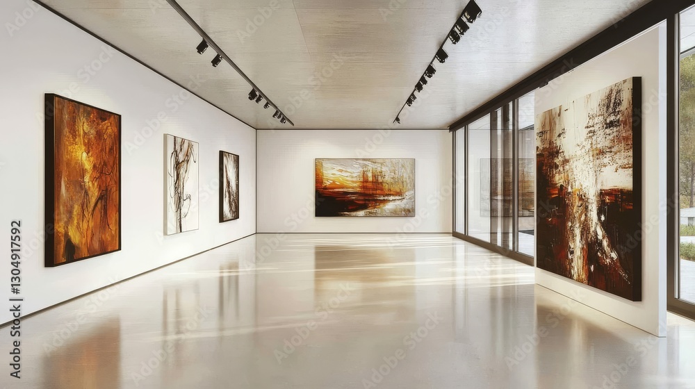 Fototapeta premium Discover stunning artwork in a minimalist art gallery setting.