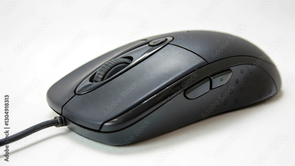 Black Computer Mouse on White Background Black Computer Mouse on White Background