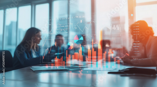 Wallpaper Mural Professional business team working on a project together in the office Using innovation economic growth charts and network connections to accompany the data. in analyzing future trends Torontodigital.ca