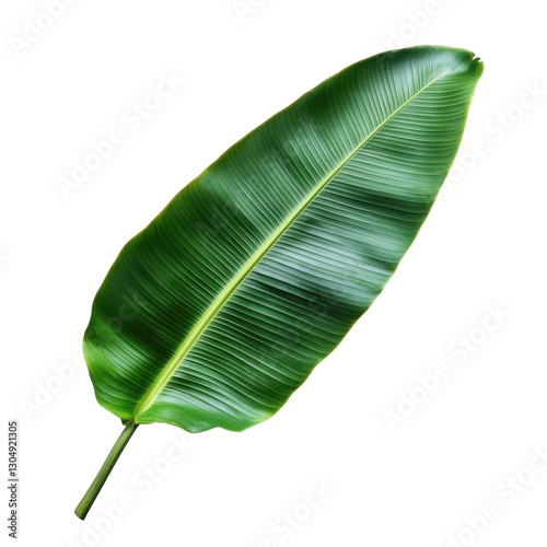 green banana leaf isolated on transparent background photo