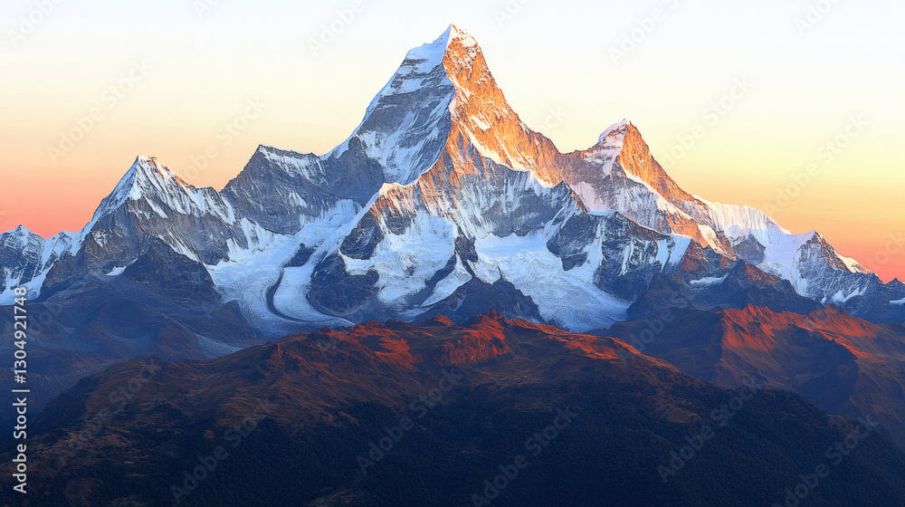 Obraz premium Majestic Snow-Capped Mountain Range at Sunrise