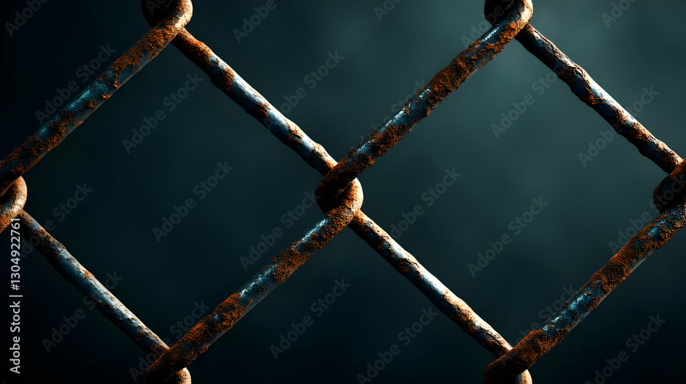 Close-up of a rusty metal fence highlighting the intricate details and textures created by time and environment. Close-up of a rusty metal fence highlighting the intricate details and textures created by time and environment.