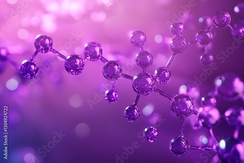 3D Purple representation of a protein molecule against a science background, scientific illustration., 8k Photo 