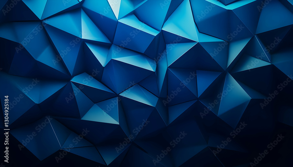 Obraz premium Dynamic abstract blue geometric pattern featuring various triangular shapes in a captivating visual display.