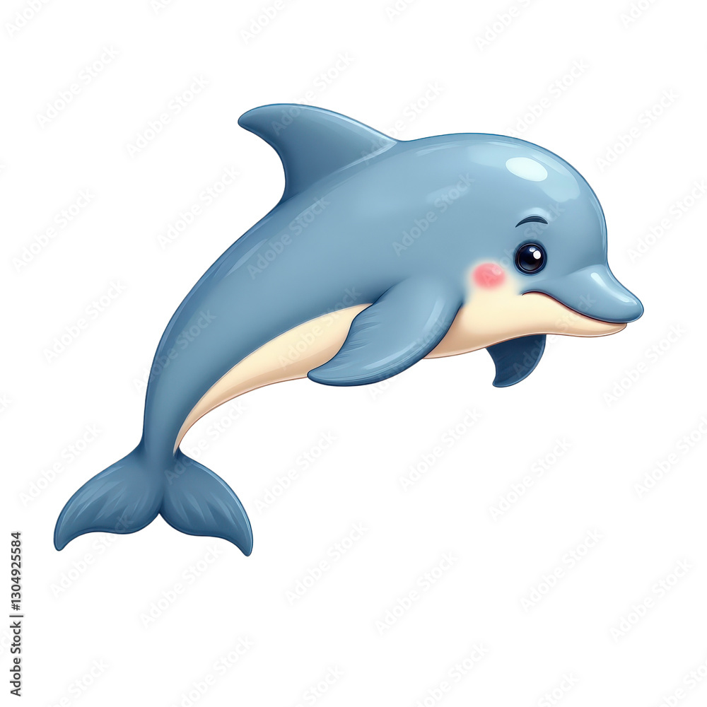 Fototapeta premium Cartoon Dolphin Jumping with Transparent Background