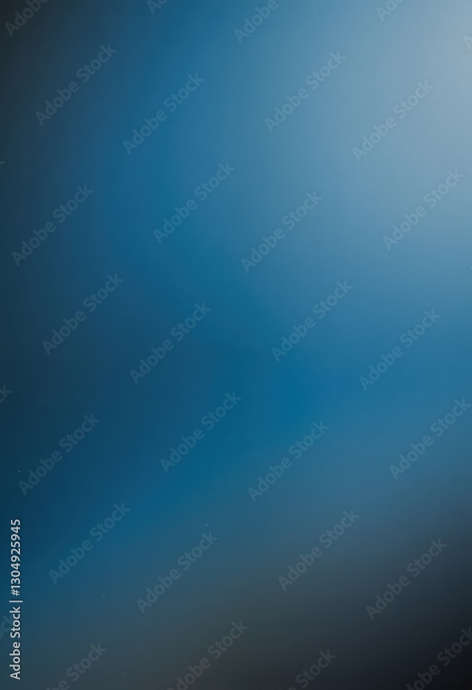 Fototapeta premium A serene, blue sky with a blurred, dreamy quality is the main focus of the image, featuring a solitary figure on the right side, a small boat in the center, and a large