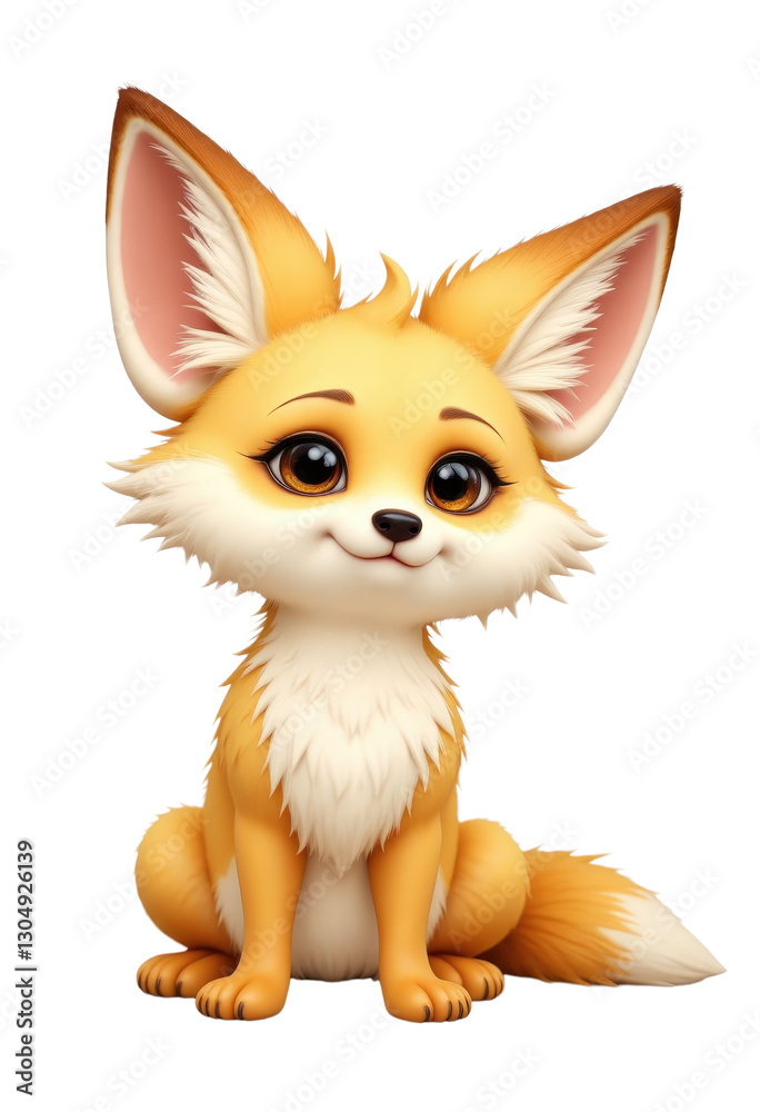 Cartoon Fennec Fox with Big Eyes Sitting, transparent background Cartoon Fennec Fox with Big Eyes Sitting, transparent background