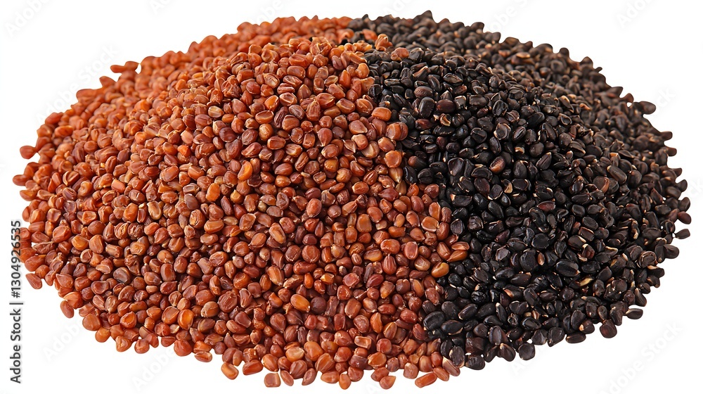 Mixed Collection of Nutritious Brown and Black Seeds Displayed on a Plain Background Mixed Collection of Nutritious Brown and Black Seeds Displayed on a Plain Background