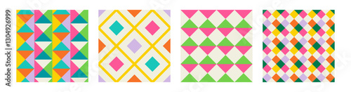 Set of Essential geometric printable seamless pattern with abstract Minimal elegant line form stroke shapes in vibrant colors. Modern simple background in minimalist mid century style vector wall art