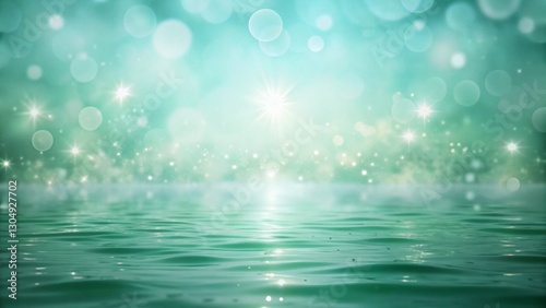 Abstract Teal Water Surface with Bokeh Lights