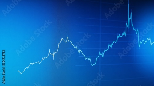 Blue financial trend line graph representing data fluctuations in a clean digital design