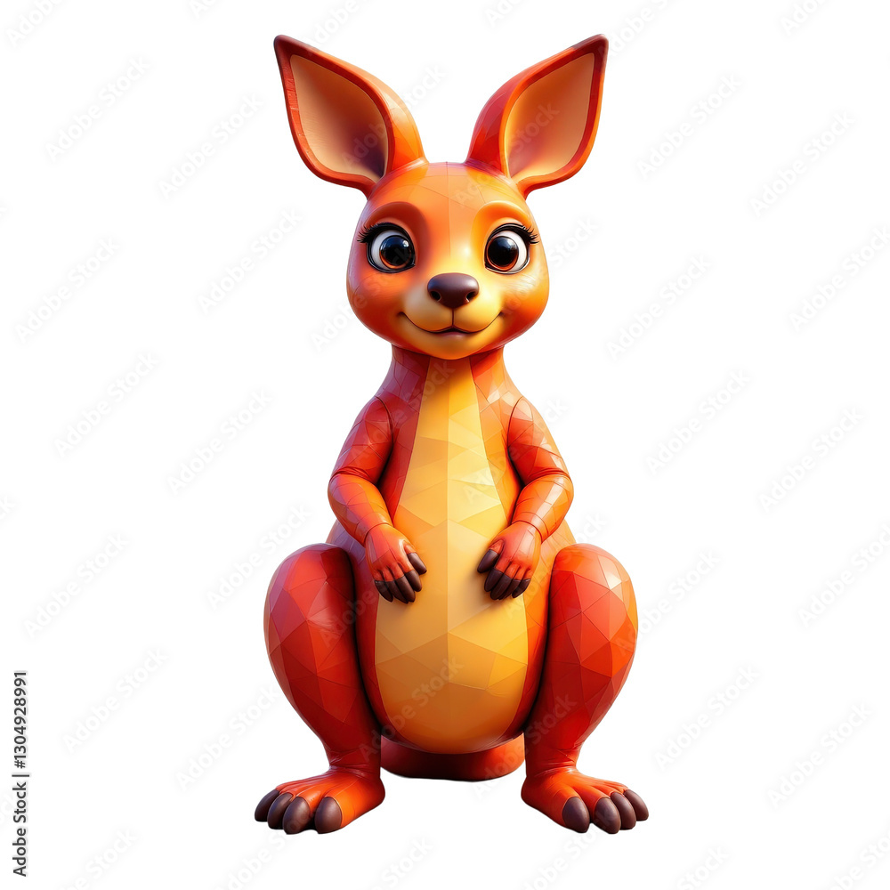 Cartoon Kangaroo with Transparent Background