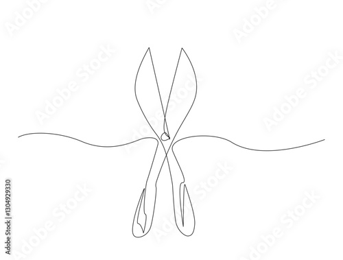Continuous one line drawing of secateurs plant equipment. Plant scissors in single line draw illustration. Editable stroke.