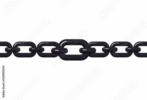 Dark gray metallic chain links horizontal vector