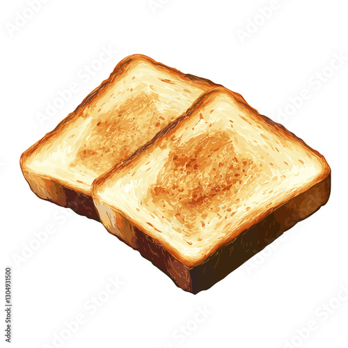 Vector illustration of two toast bread slices Toasted icon flat design top view isolated on a white background