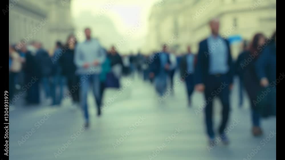 Blurred crowd of people walking along a bustling city street, conveying a vibrant sense of anonymity and dynamic urban movement, capturing the essence of modern life in a metropolis Blurred crowd of people walking along a bustling city street, conveying a vibrant sense of anonymity and dynamic urban movement, capturing the essence of modern life in a metropolis