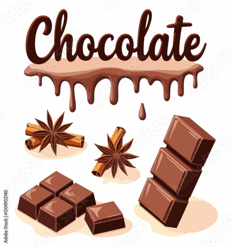 Chocolate text drips with anise and cinnamon bars
