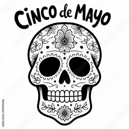 Cinco de Mayo sugar skull with floral decorations