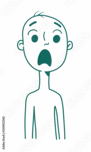 Cartoon man expressing shock in teal outline