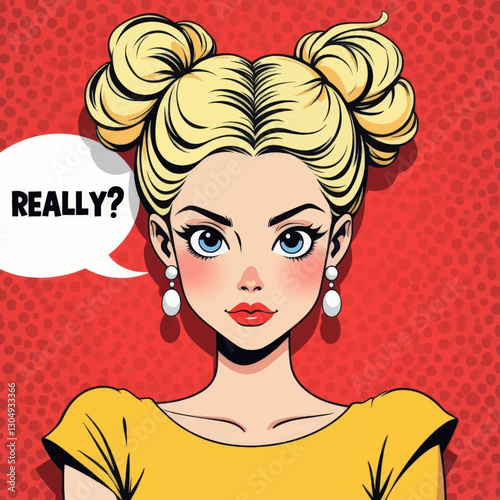 Cartoon girl with blonde space buns asks "Really?"