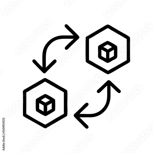Fintech Decentralized exchange icon in black outline style on white background