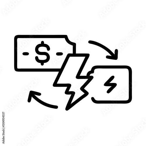 Fintech Flash loan transaction line icon