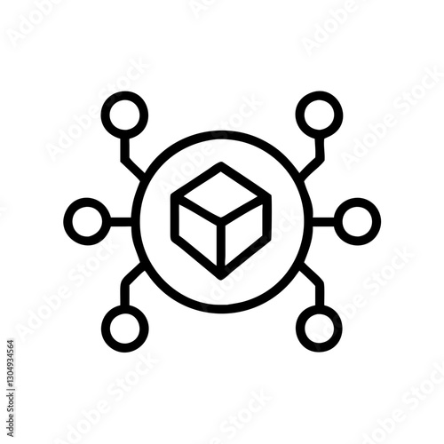 Fintech Metaverse cryptocurrency network line icon