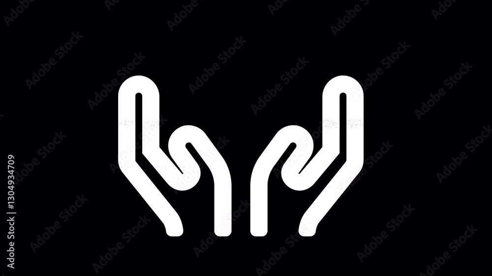 Icon hands is distorted. Glitch. Noise, chromatic aberration, geometric distortion. Transparent background, looped. In-Out looped. Alpha BW at the end Icon hands is distorted. Glitch. Noise, chromatic aberration, geometric distortion. Transparent background, looped. In-Out looped. Alpha BW at the end