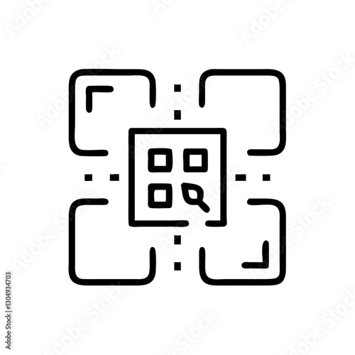 Fintech QR code crypto payment icon in outline style