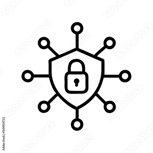Fintech Quantum-resistant blockchain security icon with lock and shield