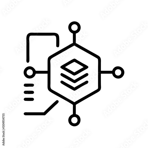 Fintech Smart contract NFT token icon in outline style