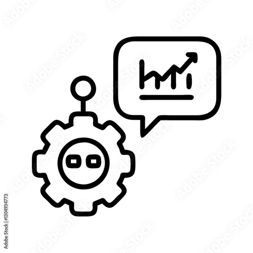 Fintech Trading bot automation icon with growth chart in outline style