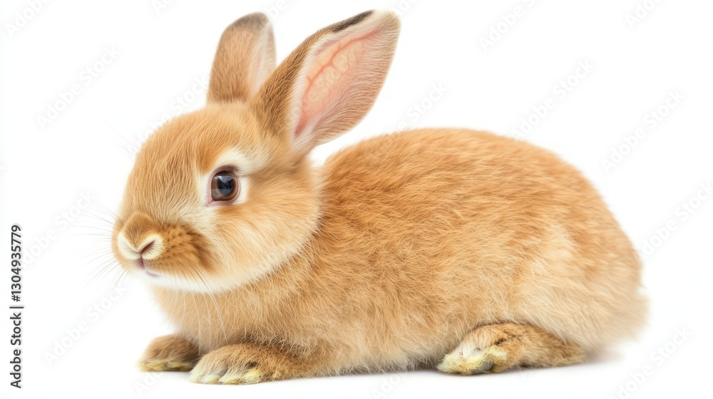 Obraz premium Energetic Grey Rabbit, Isolated on White
