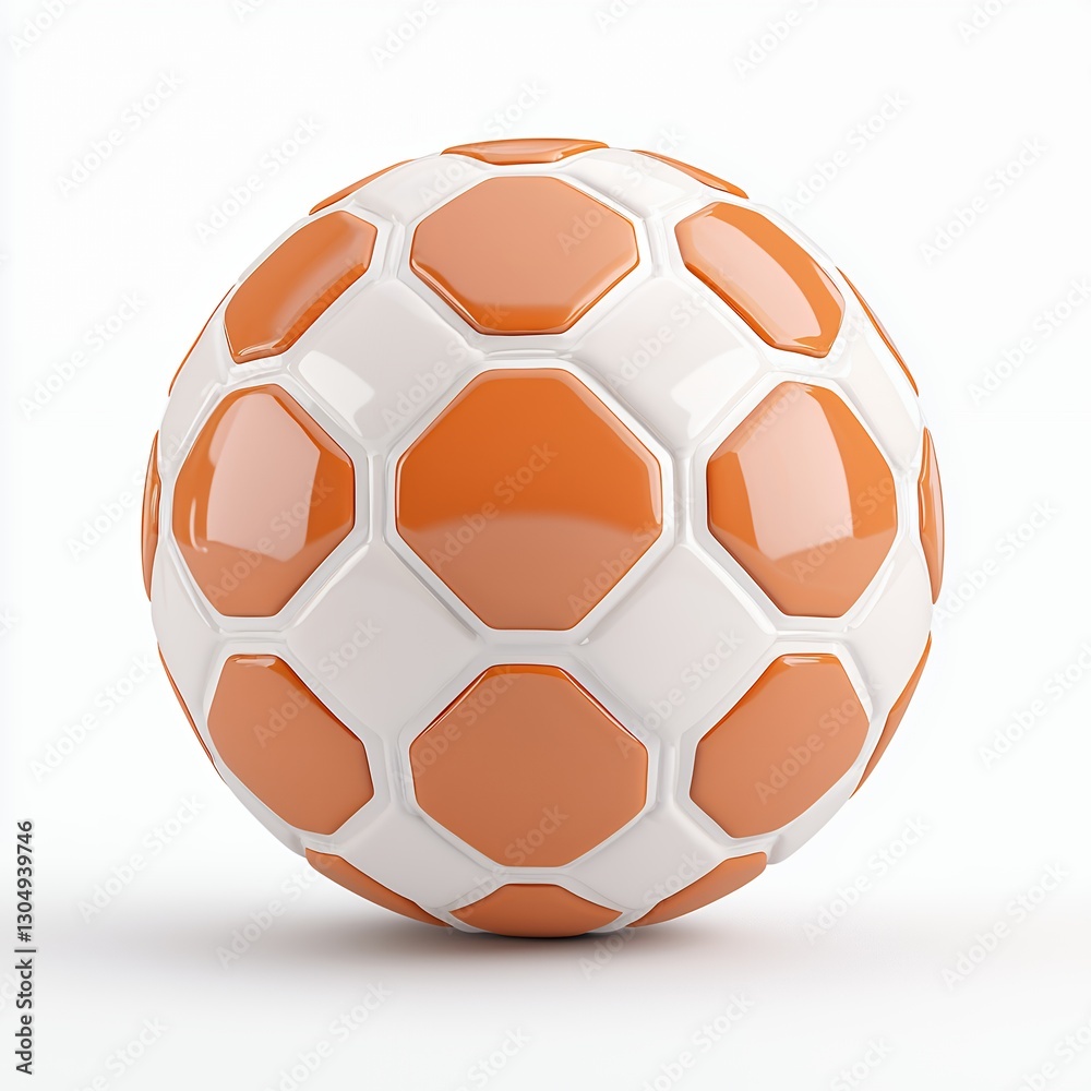 Fototapeta premium Abstract Orange and White Hexagonal Sphere 3D Render