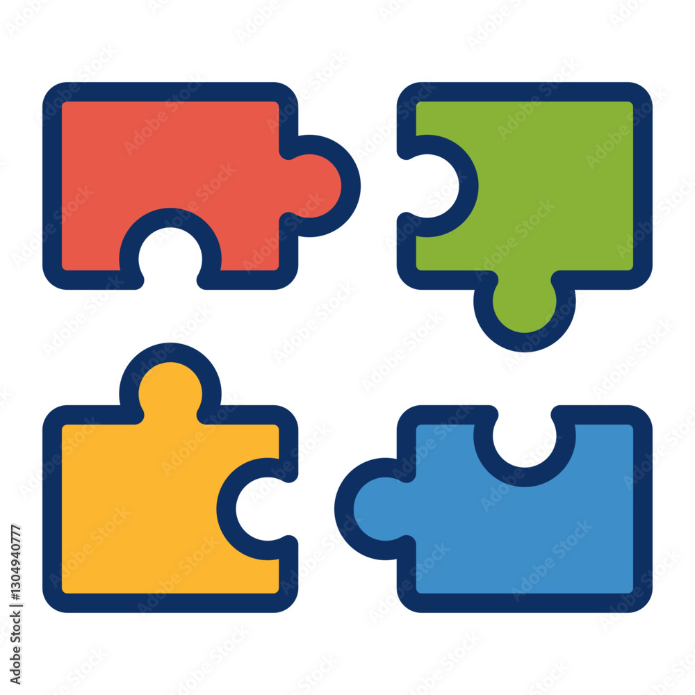 Puzzle pieces Vector Line Filled Icon Design Puzzle pieces Vector Line Filled Icon Design