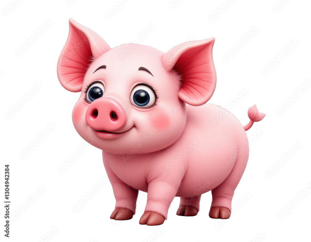 Fototapeta premium Cute cartoon pig with transparent background