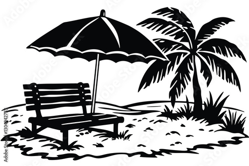 Beach Chair Silhouette vector black color silhouette