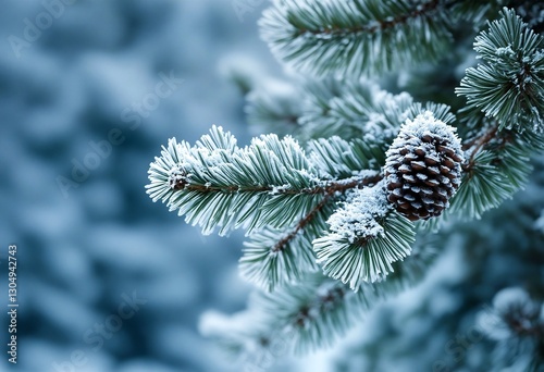 Wallpaper Mural A close-up photograph of a pine branch with snow and a cone. Torontodigital.ca