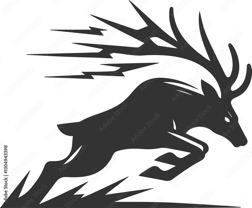 custom made wallpaper toronto digitalDeer lowering its head to charge animal silhouette vector