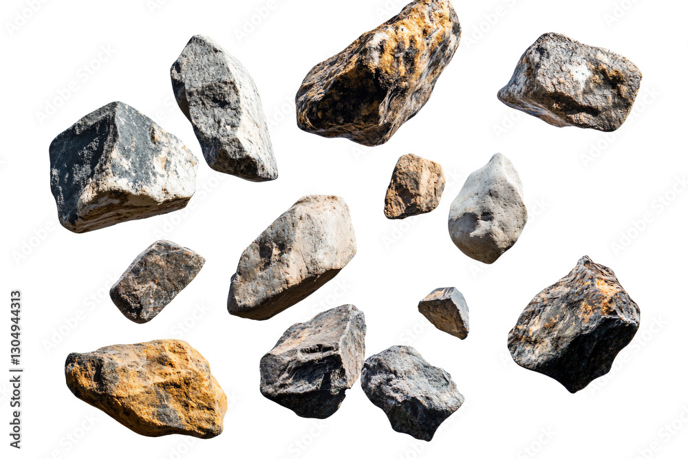 a group of rocks on a white surface a group of rocks on a white surface